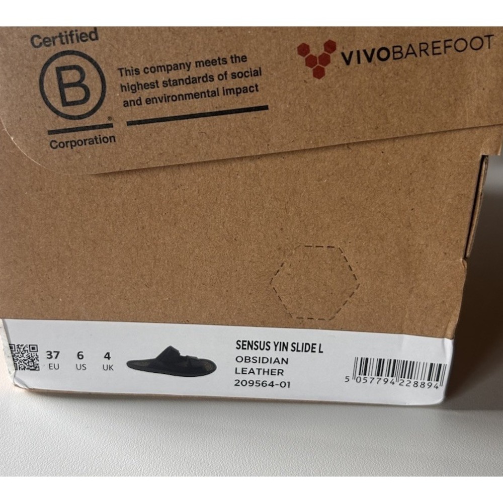 Vivobarefoot Sensus Yin Slides Black Leather Sandals Shoes NIB 37 - Picture 9 of 11